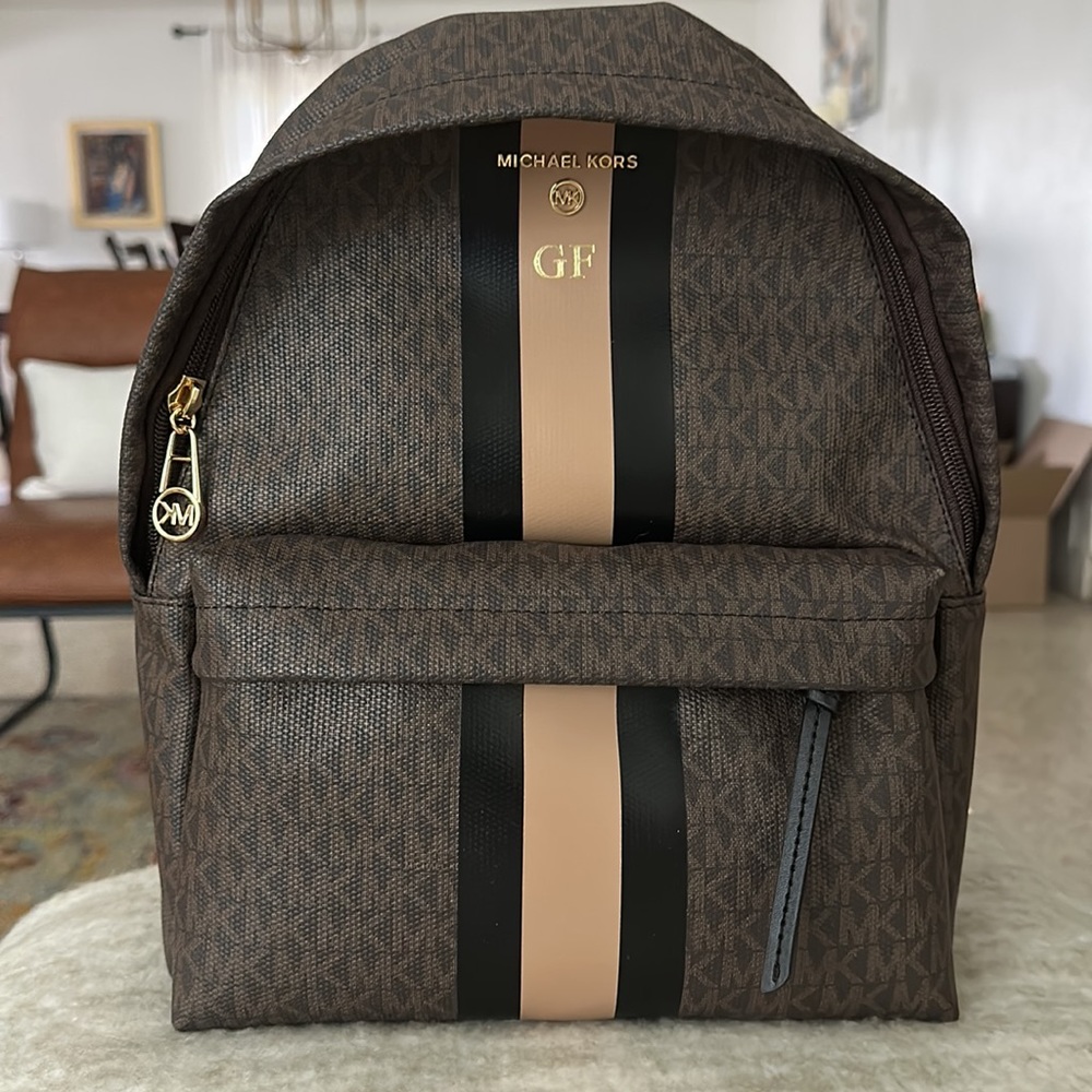 NWT MICHAEL KORS Slater Medium Logo Stripe Backpack